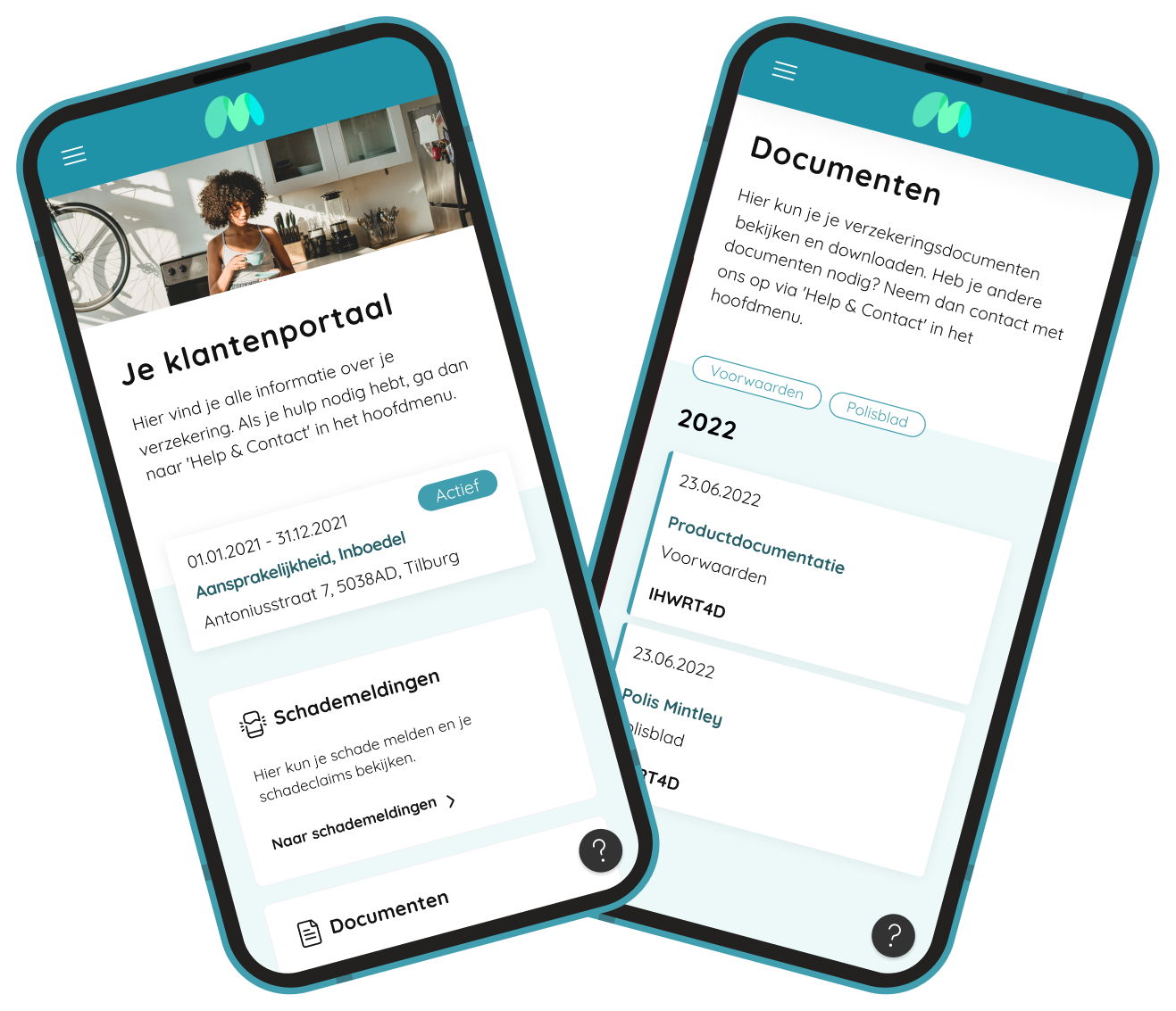 Telefoons die verzekeringsportaal tonen